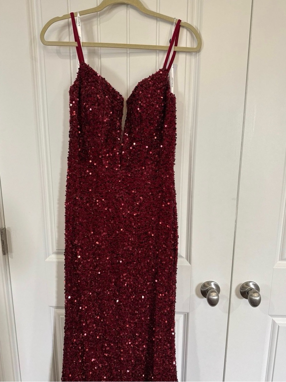 Jovani Burgundy Sequin Formal Dress - Picture 2 of 3